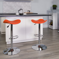 Flash Furniture Contemporary Orange Vinyl Adjustable Height Bar Stool with Chrome Base CH-TC3-1002-ORG-GG